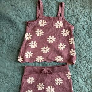 Floral Kids Matching Set in purple and White